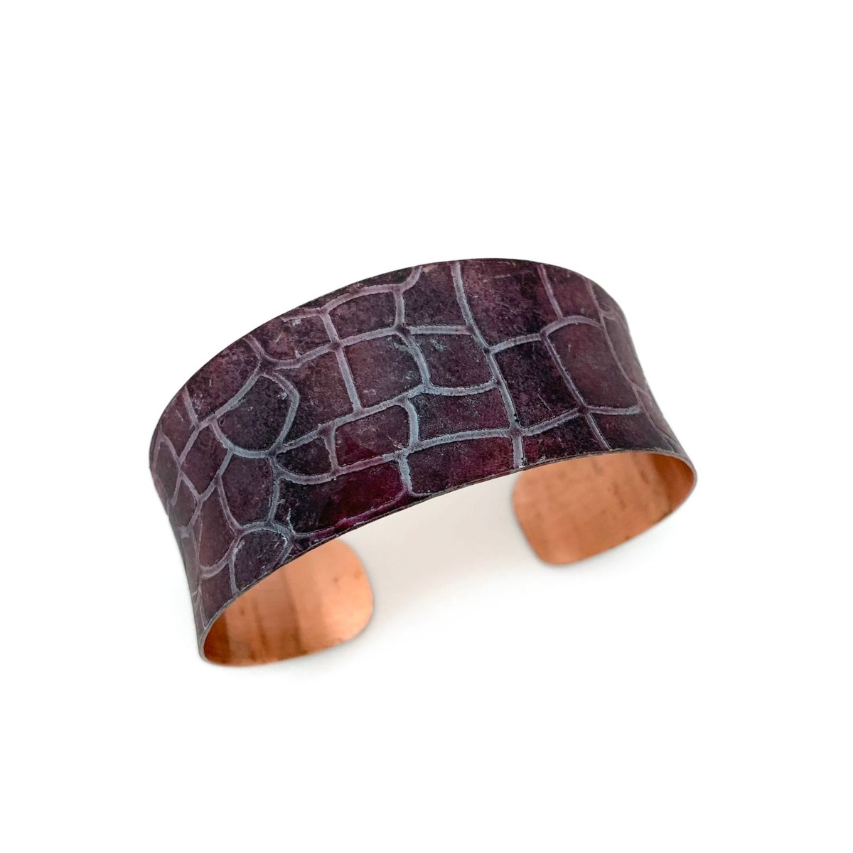 Copper Patina Bracelet - Dark Purple Crocodile