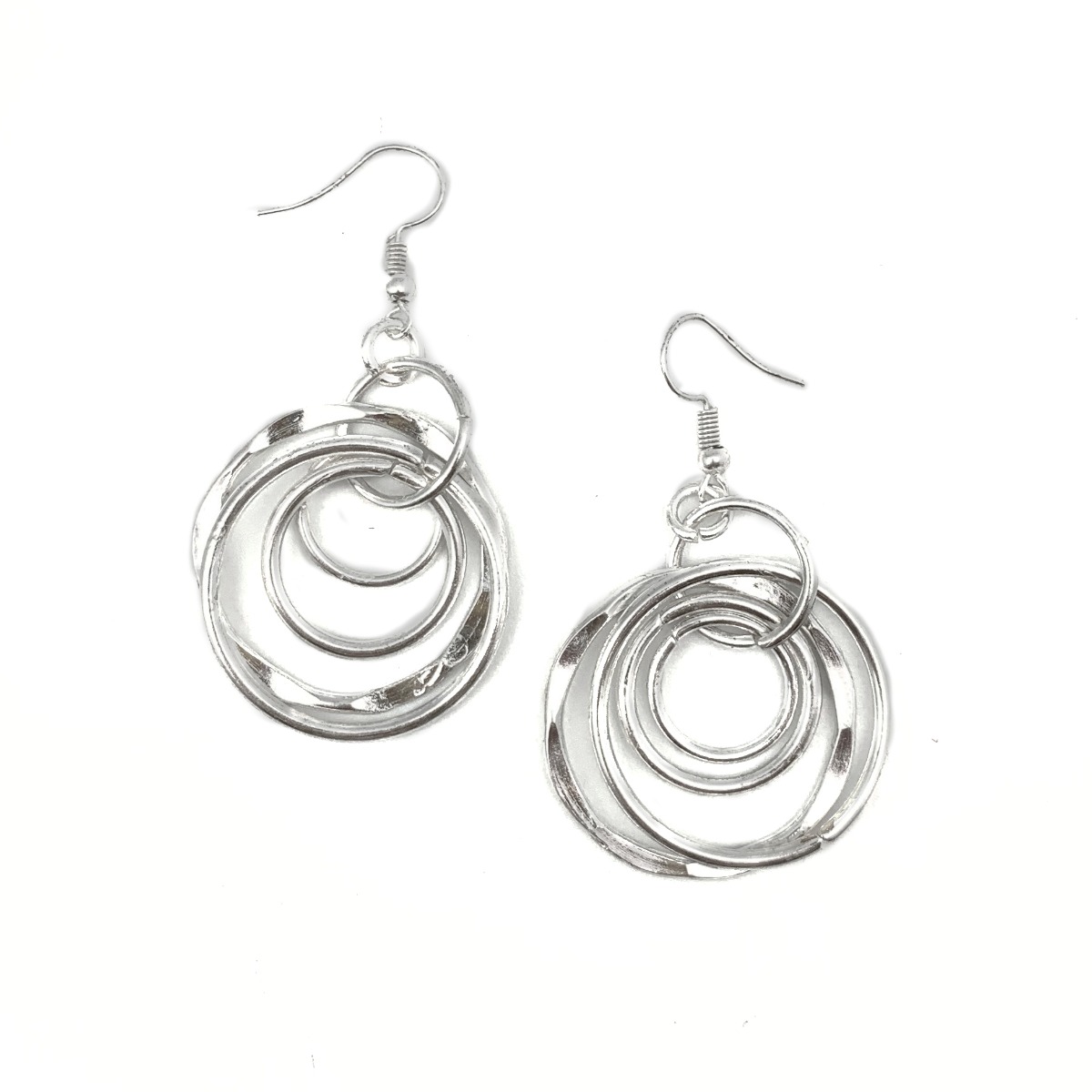 Hammered Silver Plated Rings Earrings