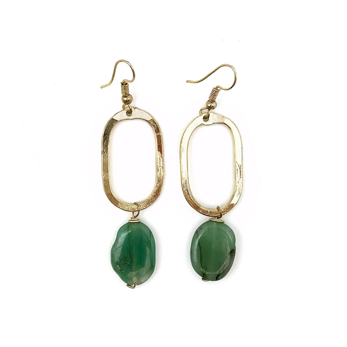 Gold Plated Geometric Earrings - Aventurine