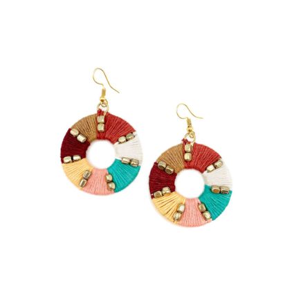 Sachi Warp & Weft Collection Earrings - Fabric Wrapped Rings