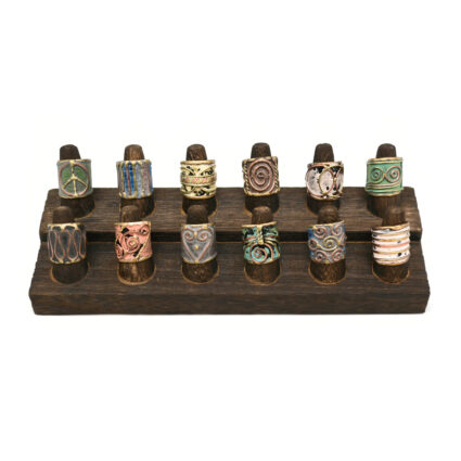 12 Brass Patina Rings (With Display)