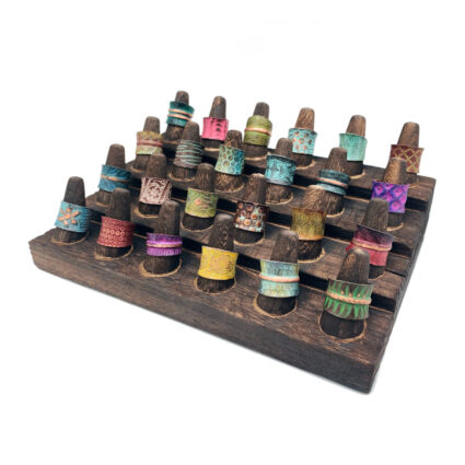 24 Copper patina rings with display