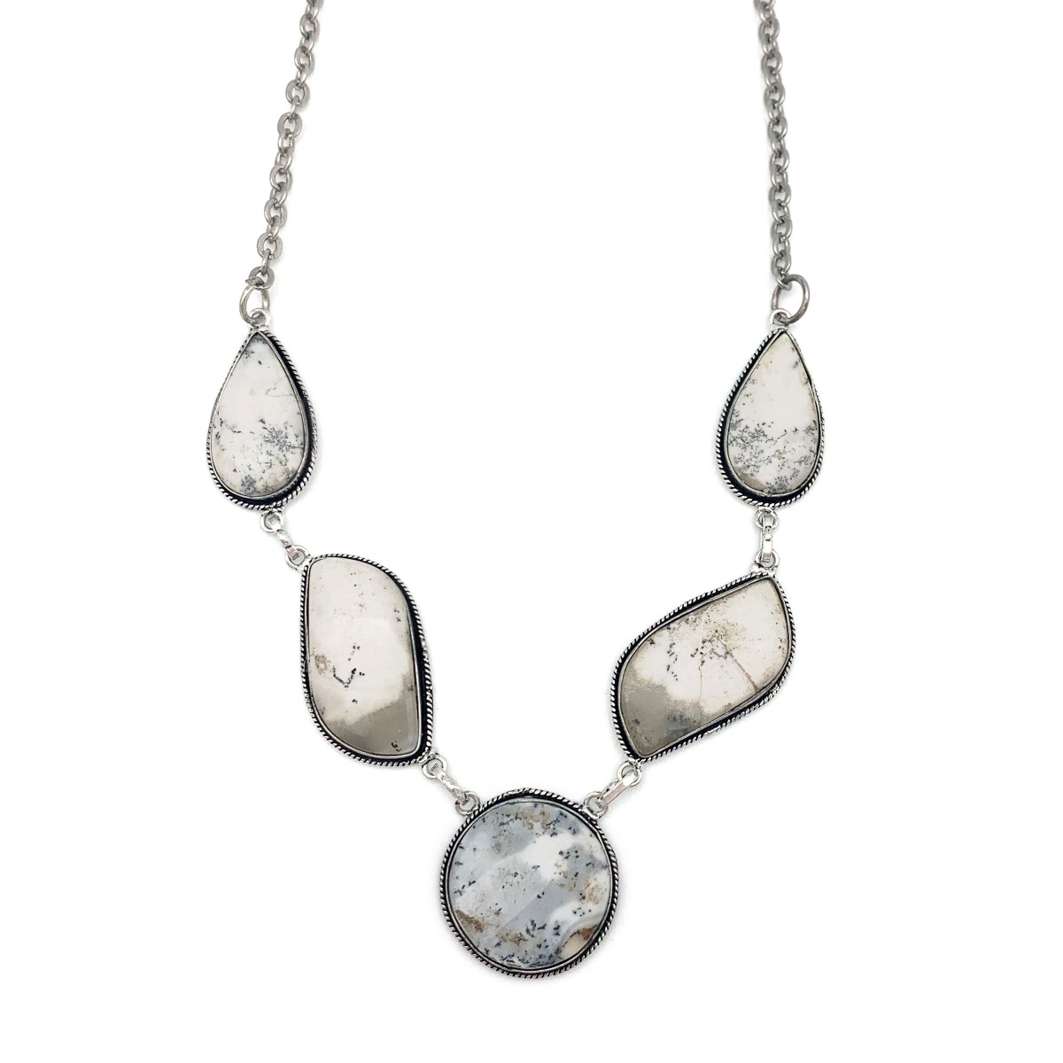 Kashi Semiprecious Stone Bib Necklace - Dendritic Opal