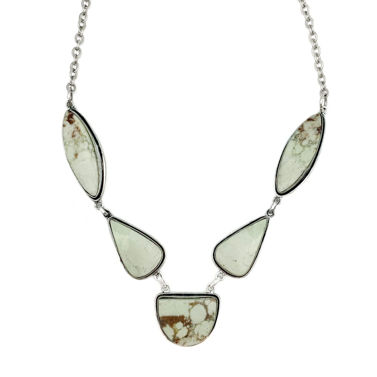 Kashi Semiprecious Stone Bib Necklace - Lemon Chrysoprase