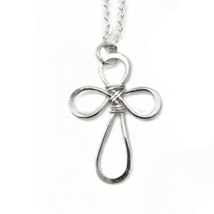 Silver Plated Necklace - Smaller Size Rounded Cross