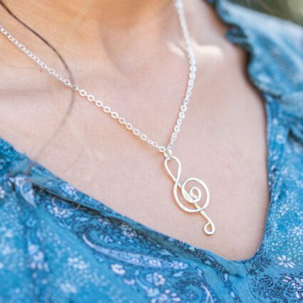 Silver Plated Necklace - Smaller Size Treble Clef