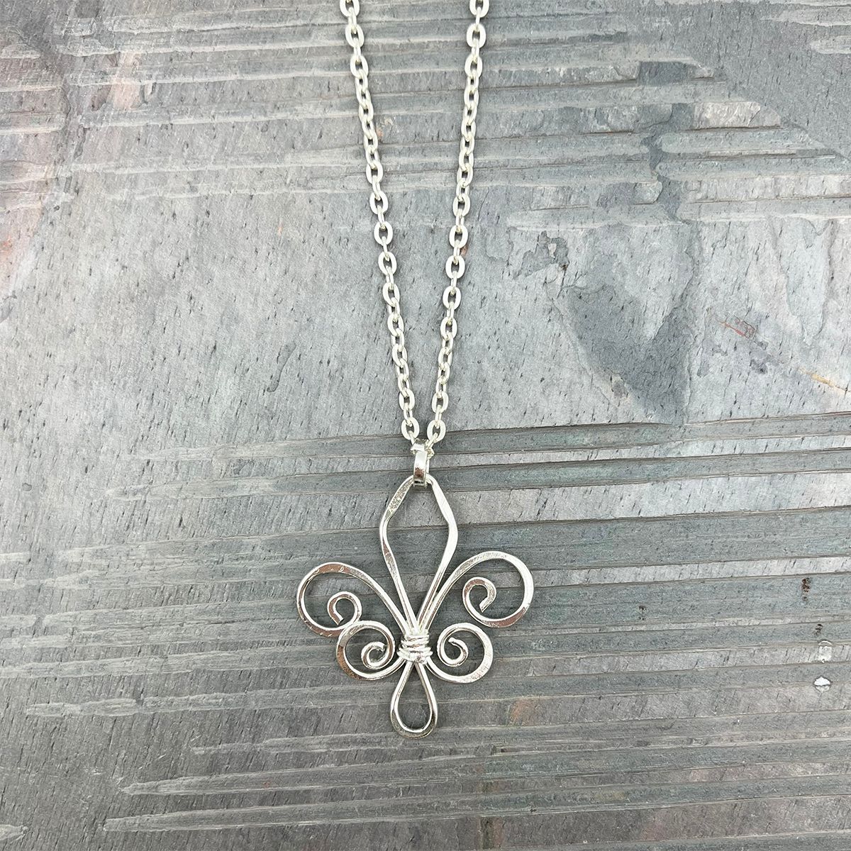 Silver Plated Necklace - Smaller Size Fleur-de-Lis