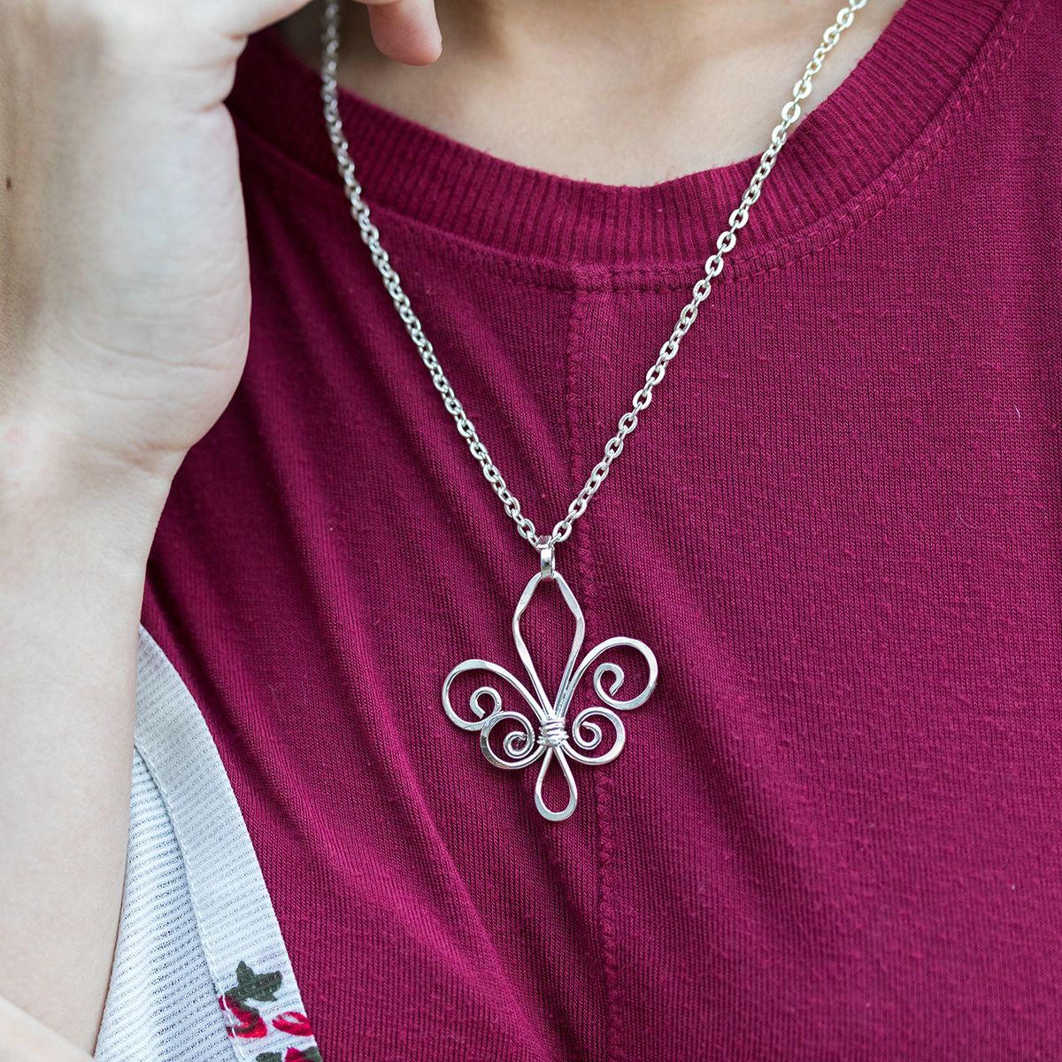 Silver Plated Necklace - Smaller Size Fleur-de-Lis