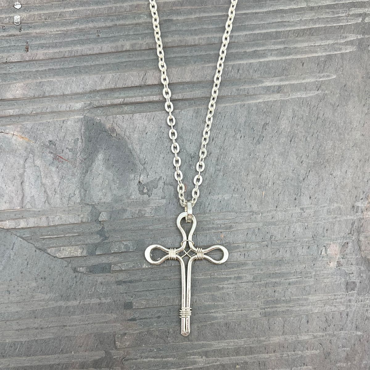 Silver Plated Necklace - Smaller Size Pointed Cross