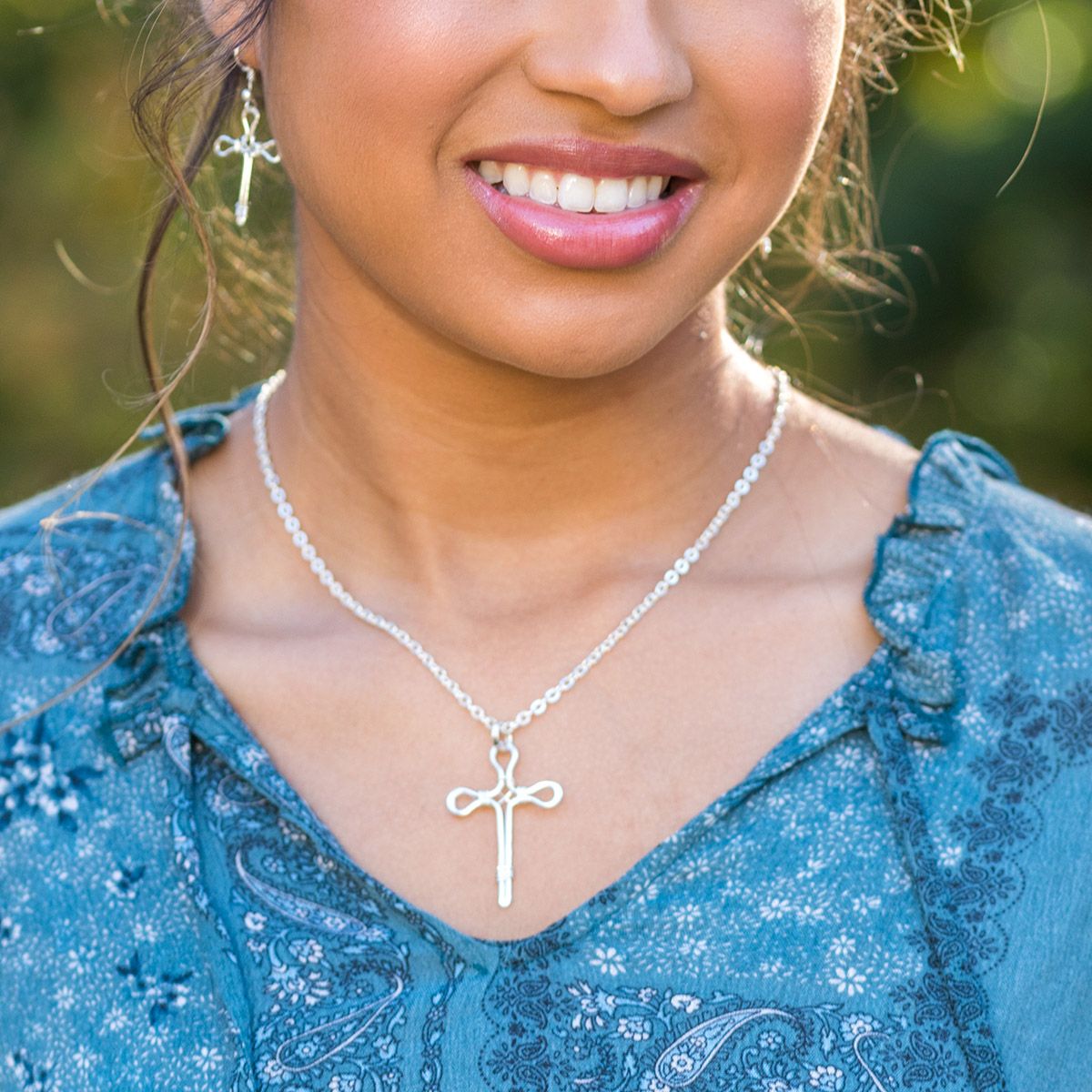 Silver Plated Necklace - Smaller Size Pointed Cross