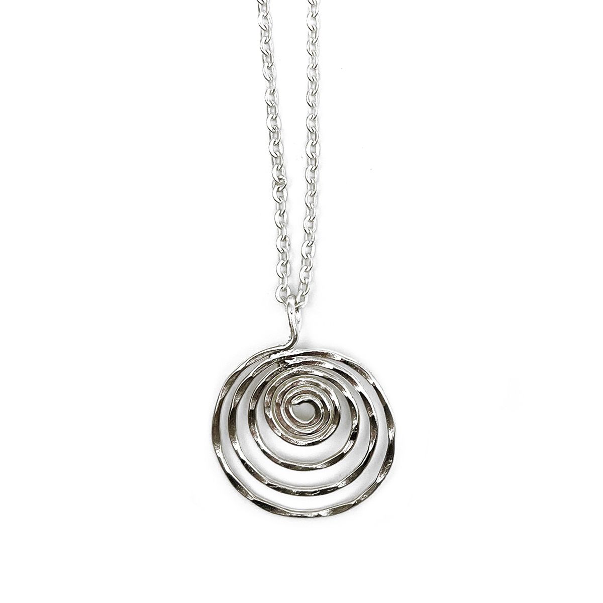 Silver Plated Necklace - Smaller Size Spiral Circle