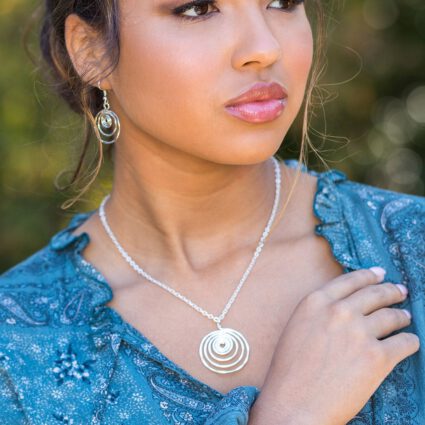 Silver Plated Necklace - Smaller Size Spiral Circle
