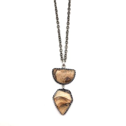 Kashi Semiprecious Stone Pendant Necklace - Picture Jasper