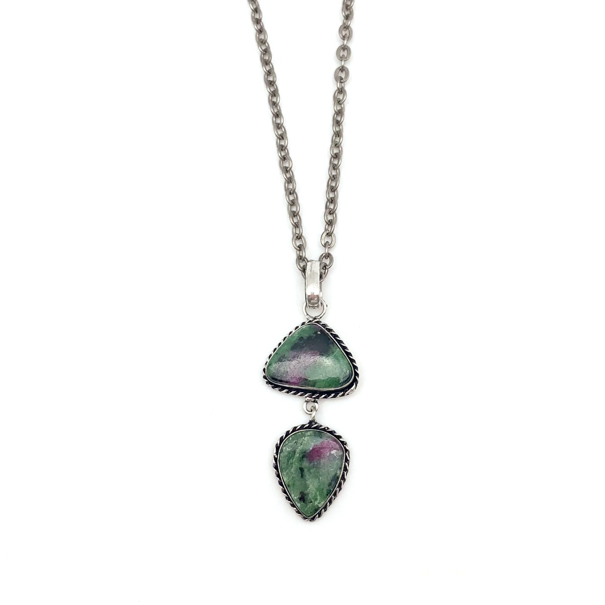 Kashi Semiprecious Stone Pendant Necklace - Ruby Zoisite