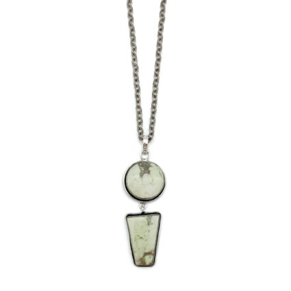 Kashi Semiprecious Stone Pendant Necklace- Lemon Chrysoprase