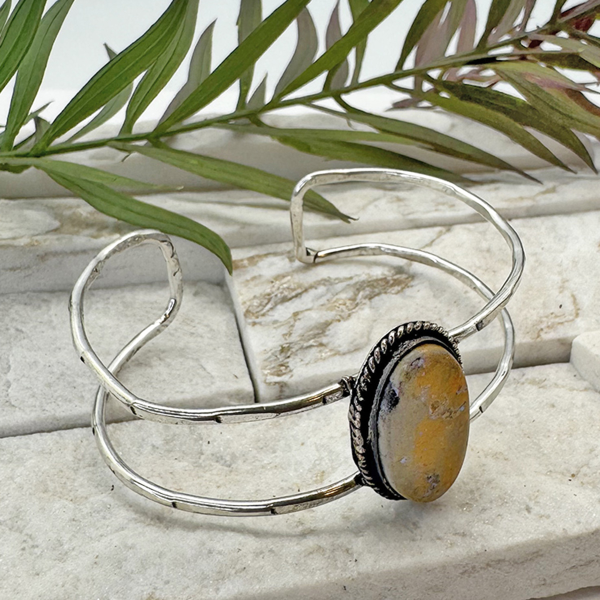 Kashi Semiprecious Stone Cuff - Bumblebee Jasper