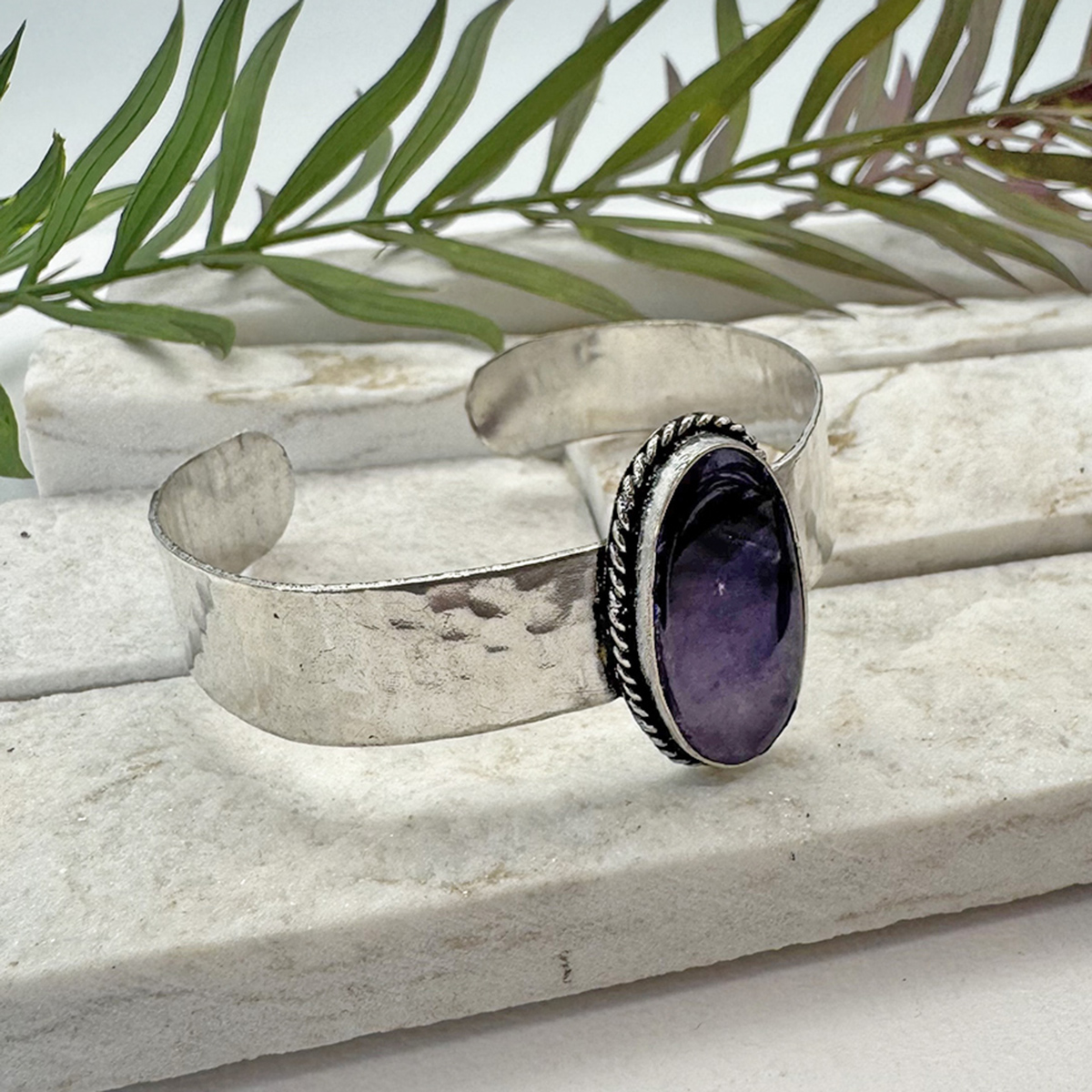 Kashi Semiprecious Stone Cuff - Amethyst