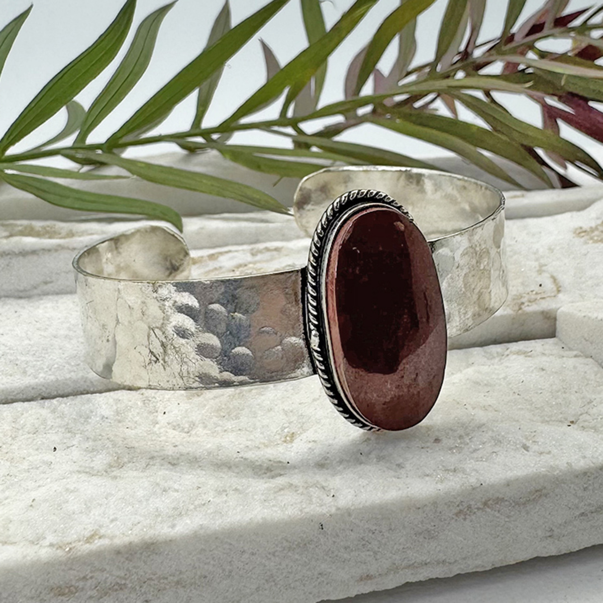 Kashi Semiprecious Stone Cuff - Red Jasper