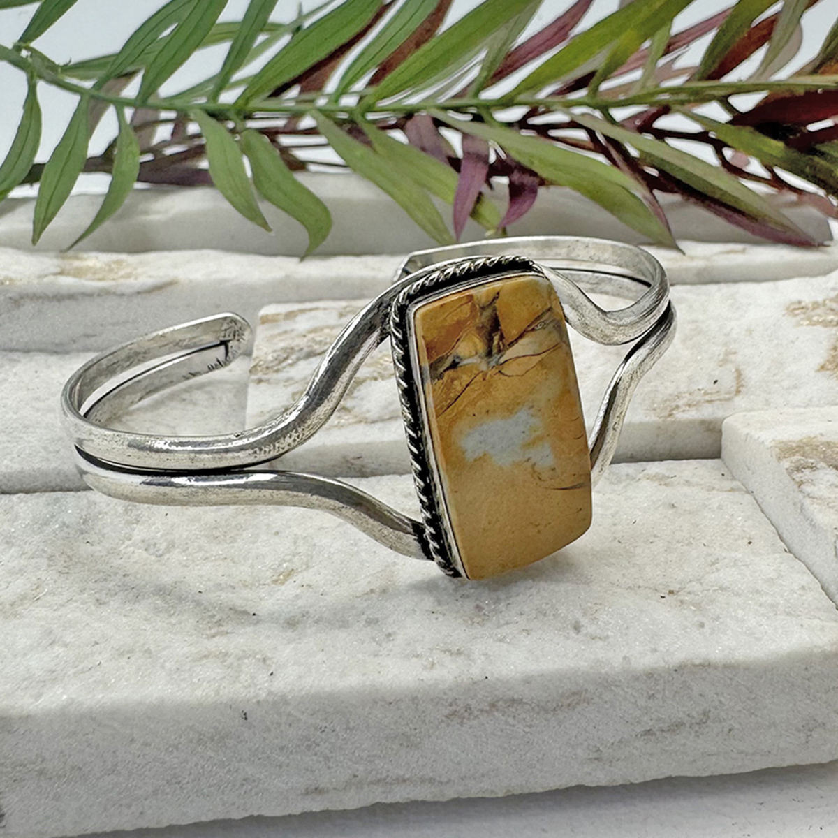Kashi Semiprecious Stone Cuff - Maligano Jasper
