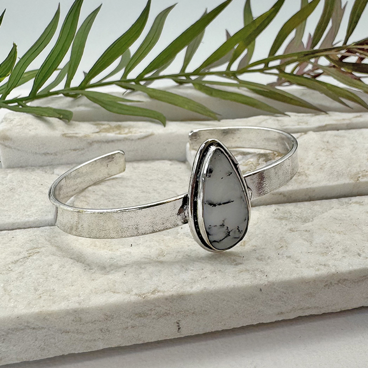 Kashi Semiprecious Stone Cuff - Dendritic Opal