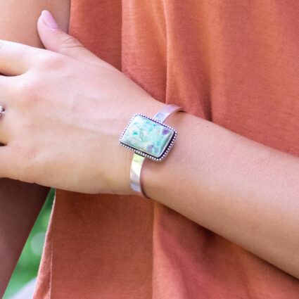 Kashi Semiprecious Stone Cuff - Ruby Fuschsite