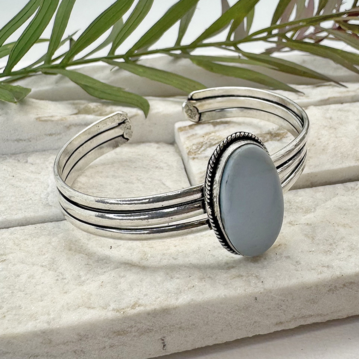 Kashi Semiprecious Stone Cuff - Blue Opal