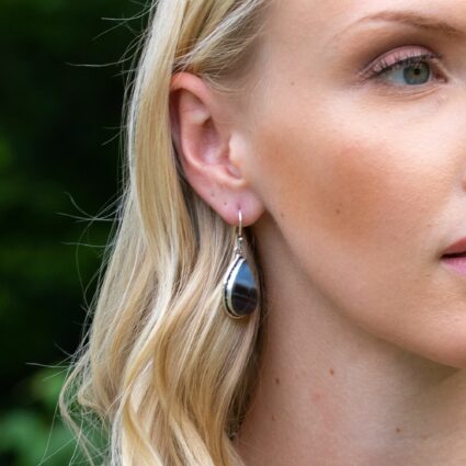 Kashi Semiprecious Large Stone Earrings - Blue Opal
