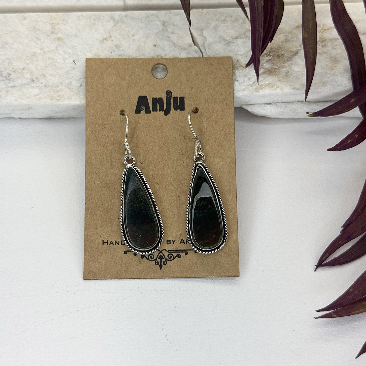 Kashi Semiprecious Stone Earrings - Blood Stone