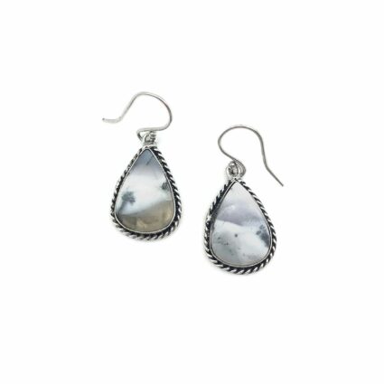 Kashi Semiprecious Large Stone Earrings - Dendritic Opal