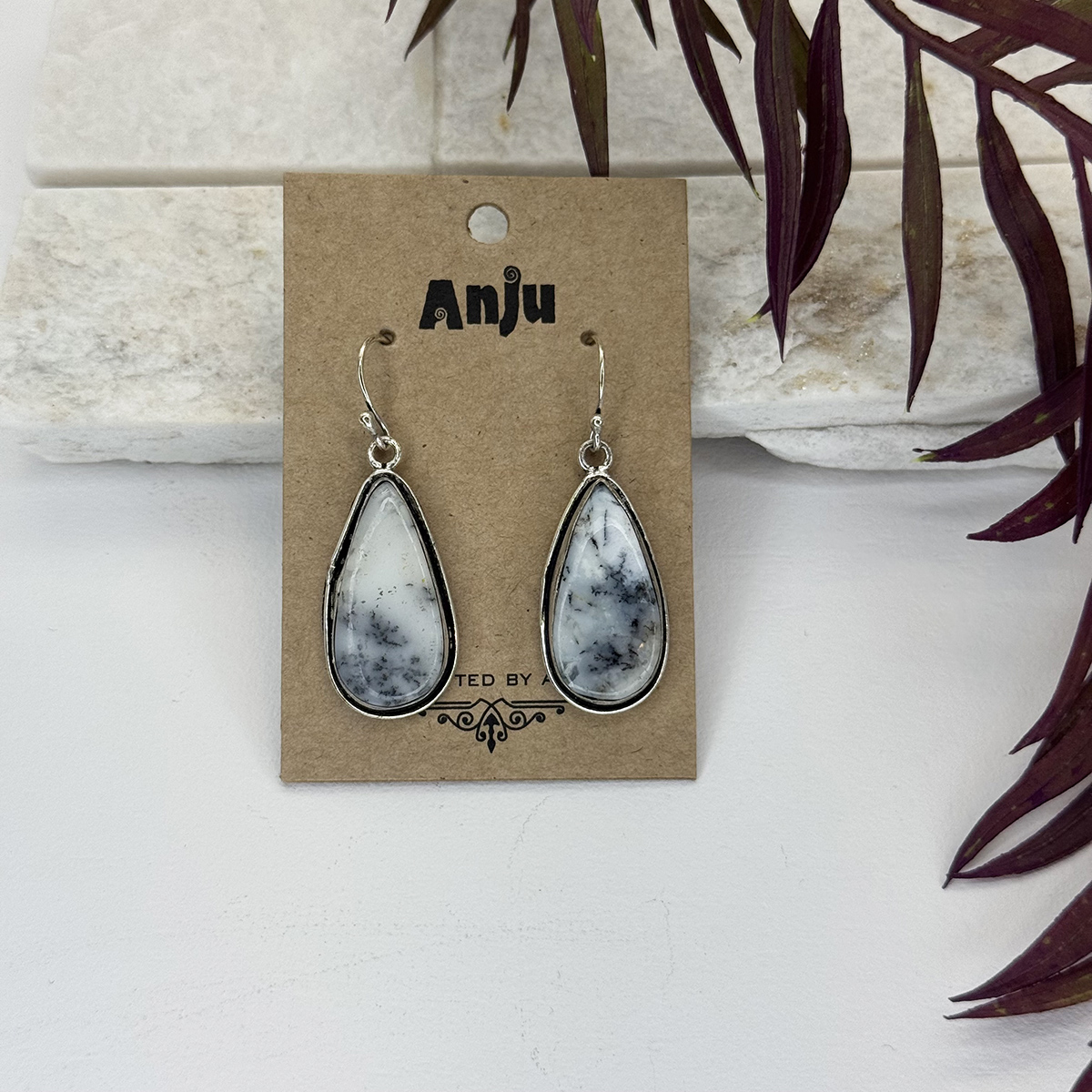 Kashi Semiprecious Stone Earrings - Dendritic Opal