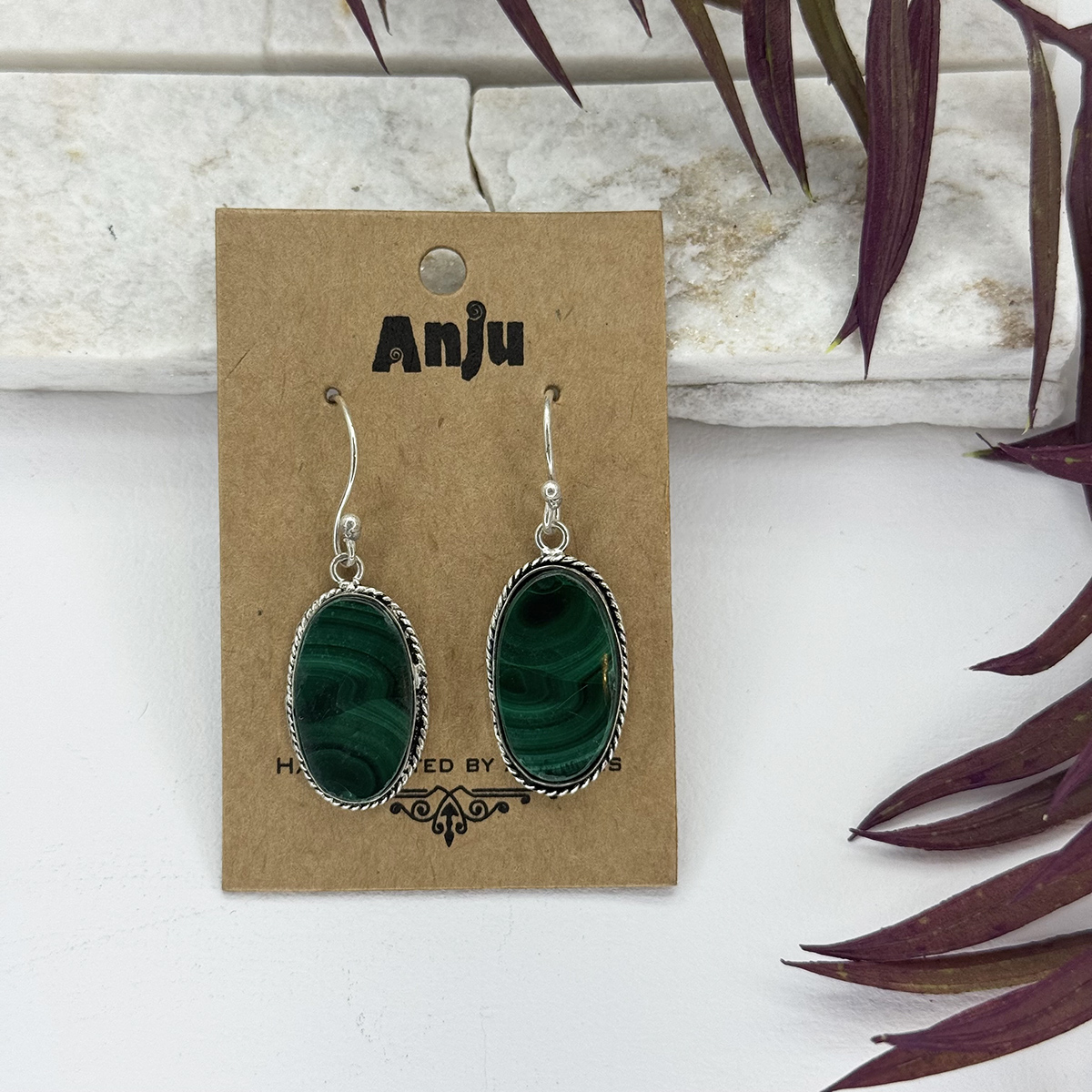 Kashi Semiprecious Stone Earrings - Malachite