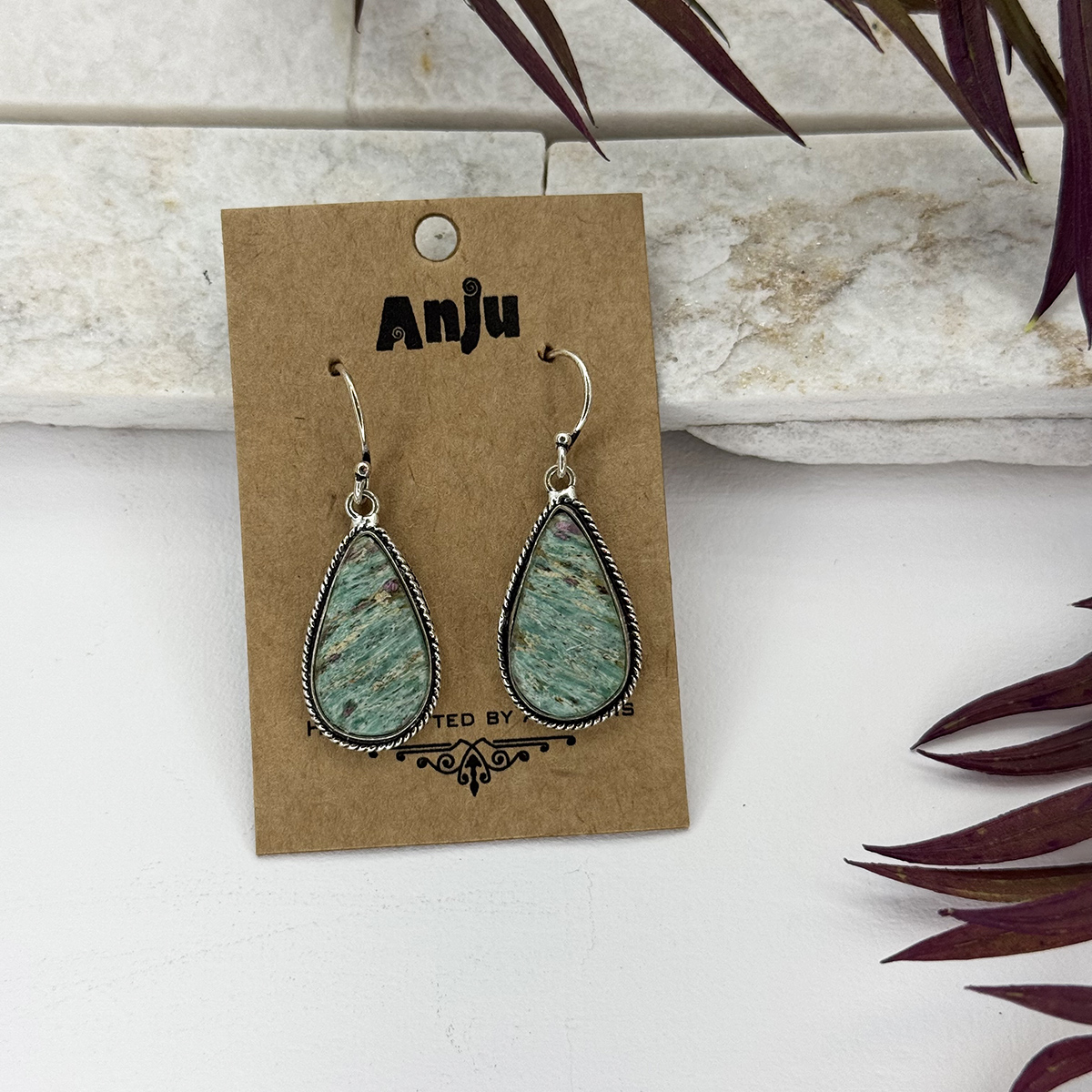 Kashi Semiprecious Stone Earrings - Ruby Fuschsite