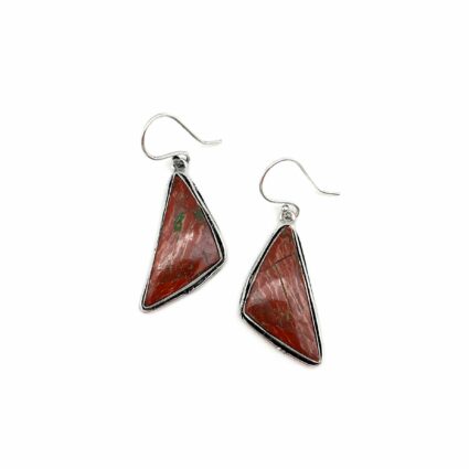 Kashi Semiprecious Large Stone Earrings - Red Jasper