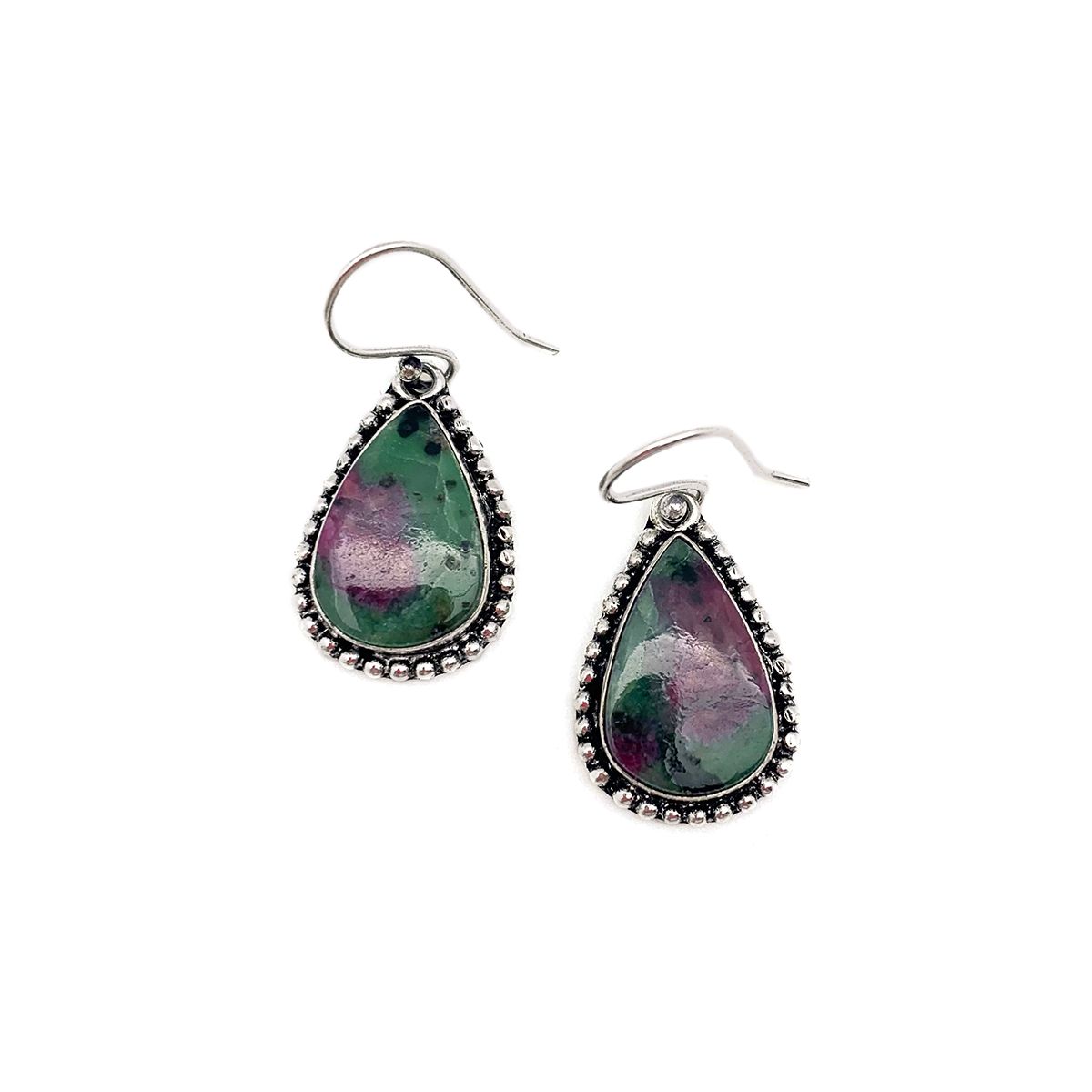 Kashi Semiprecious Large Stone Earrings - Ruby Ziosite