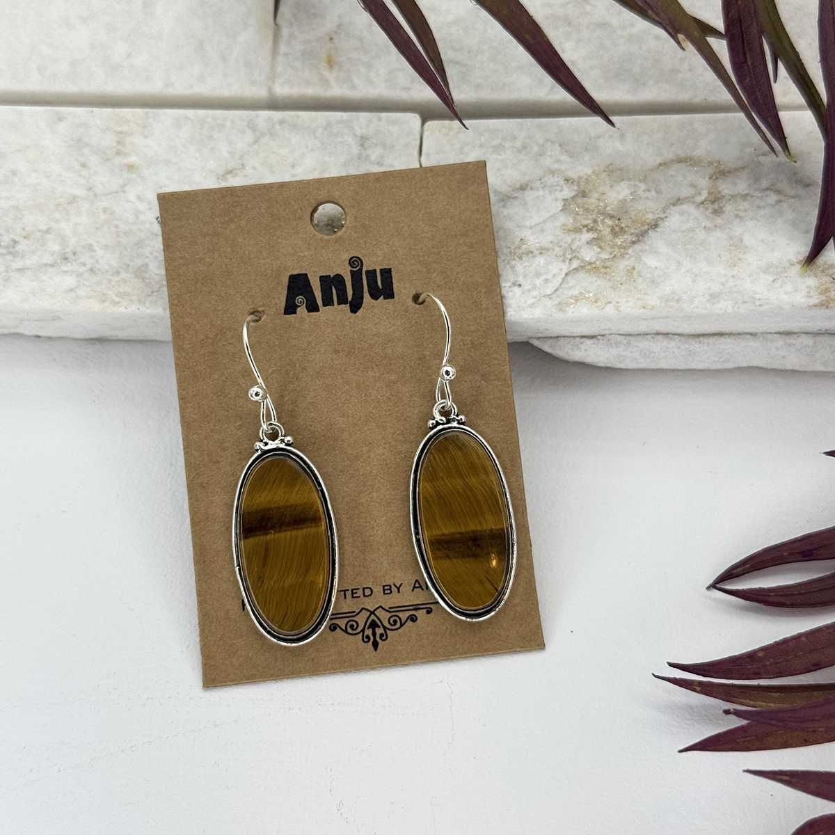 Kashi Semiprecious Stone Earrings - Tigereye