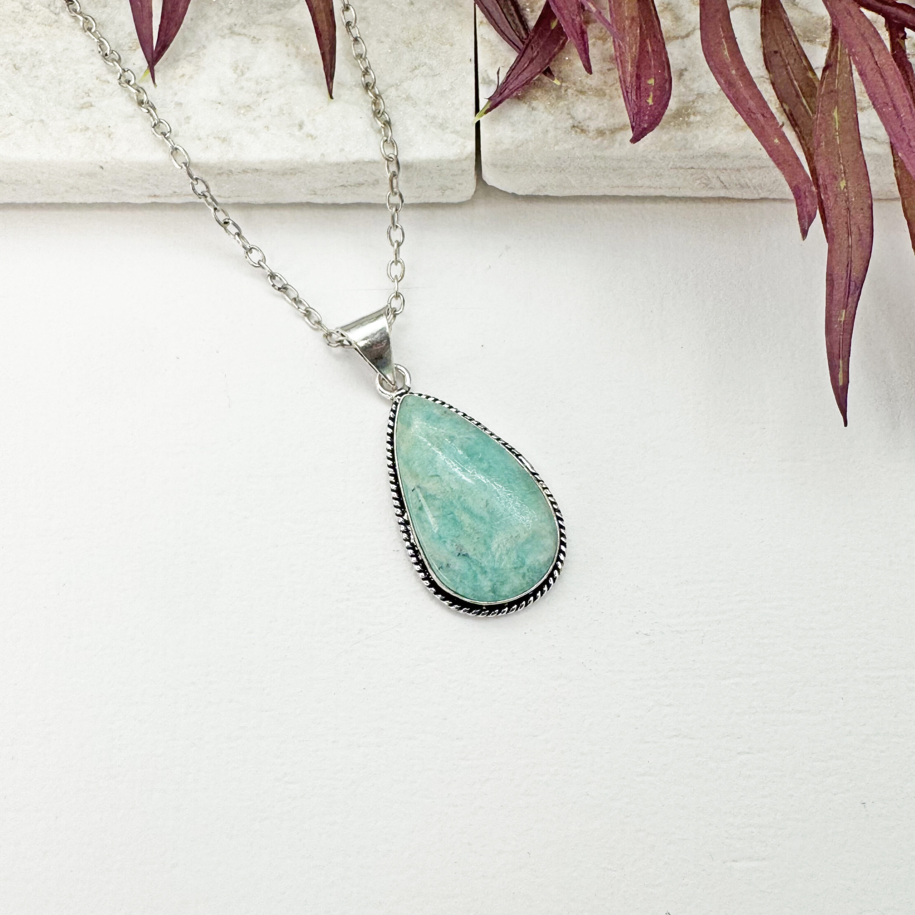 Kashi Semiprecious Large Stone Necklace - Amazonite