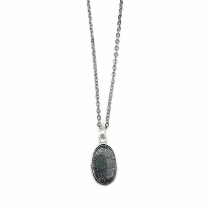 Kashi Semiprecious Large Stone Necklace- Black Fossil Coral