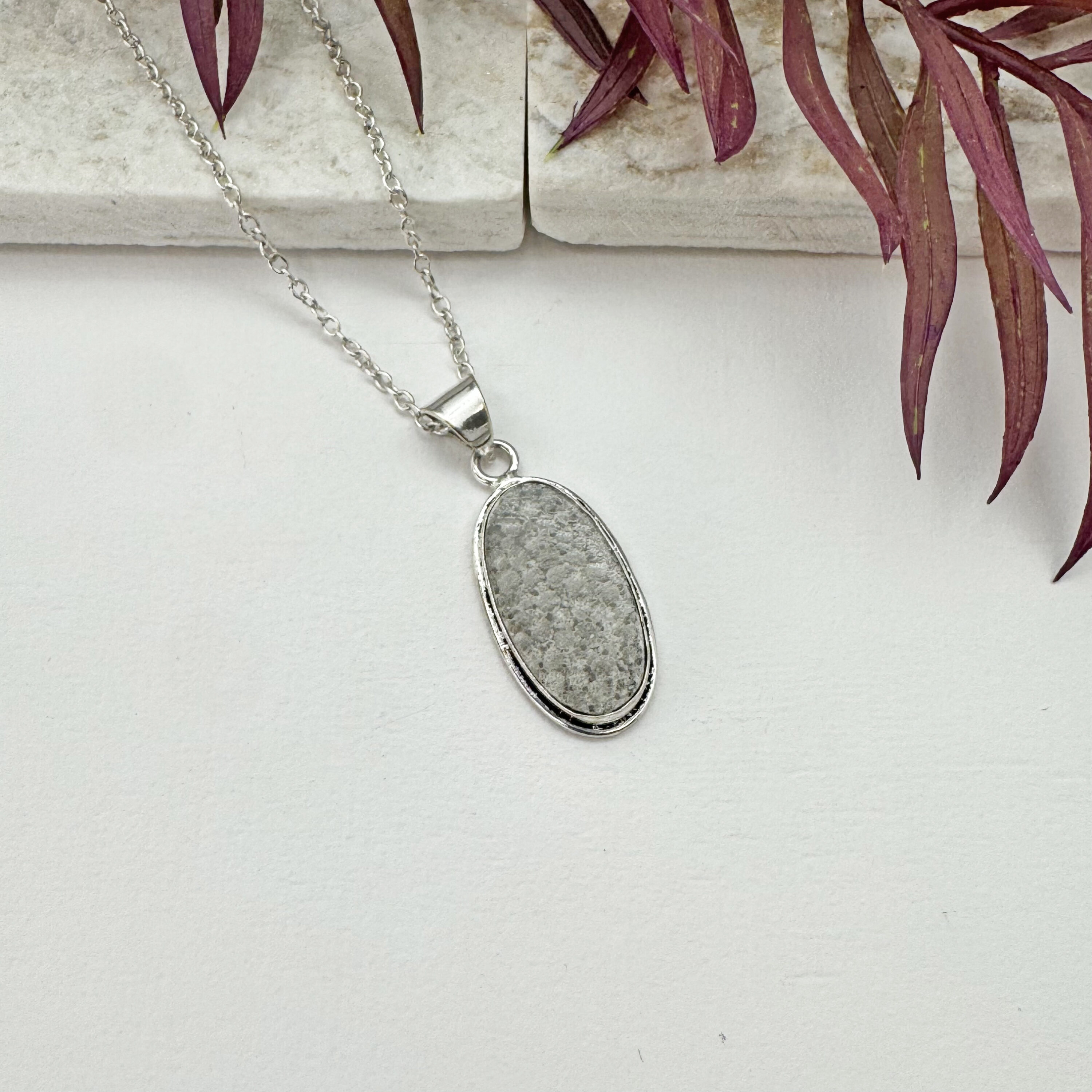 Kashi Semiprecious Large Stone Necklace- Black Fossil Coral