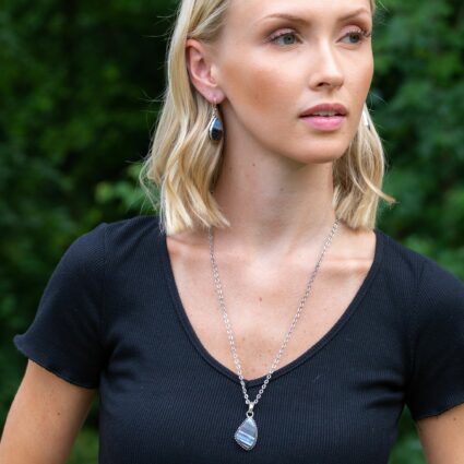 Kashi Semiprecious Large Stone Necklace - Blue Opal