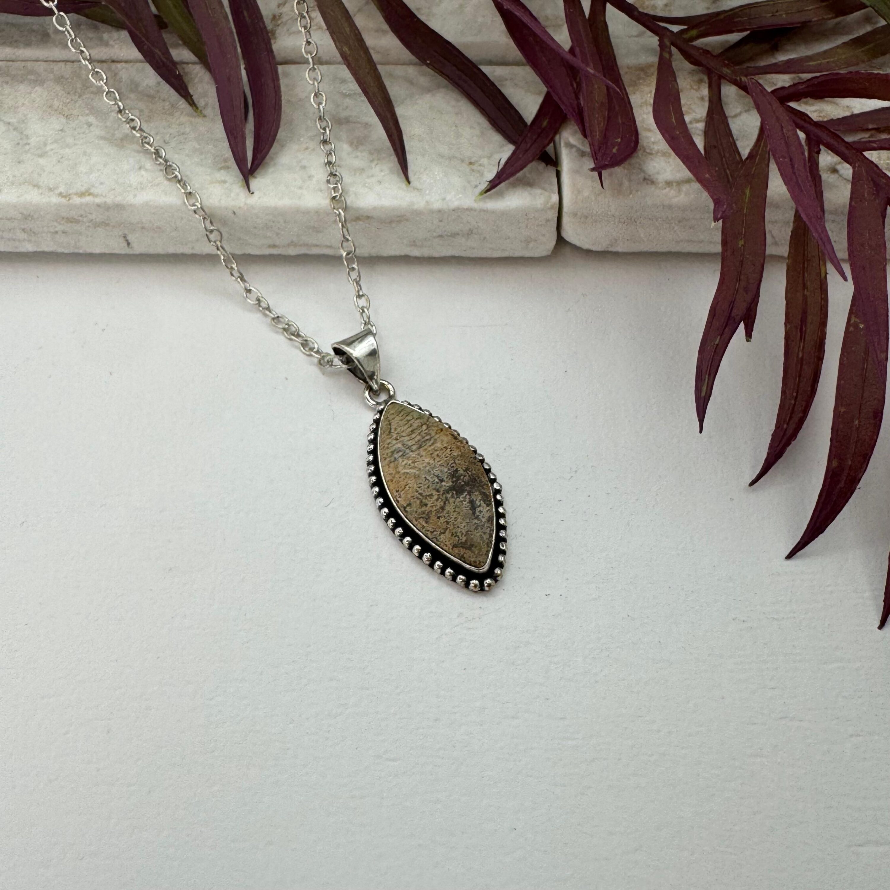 Kashi Semiprecious Large Stone Necklace - Crazy Lace Agate