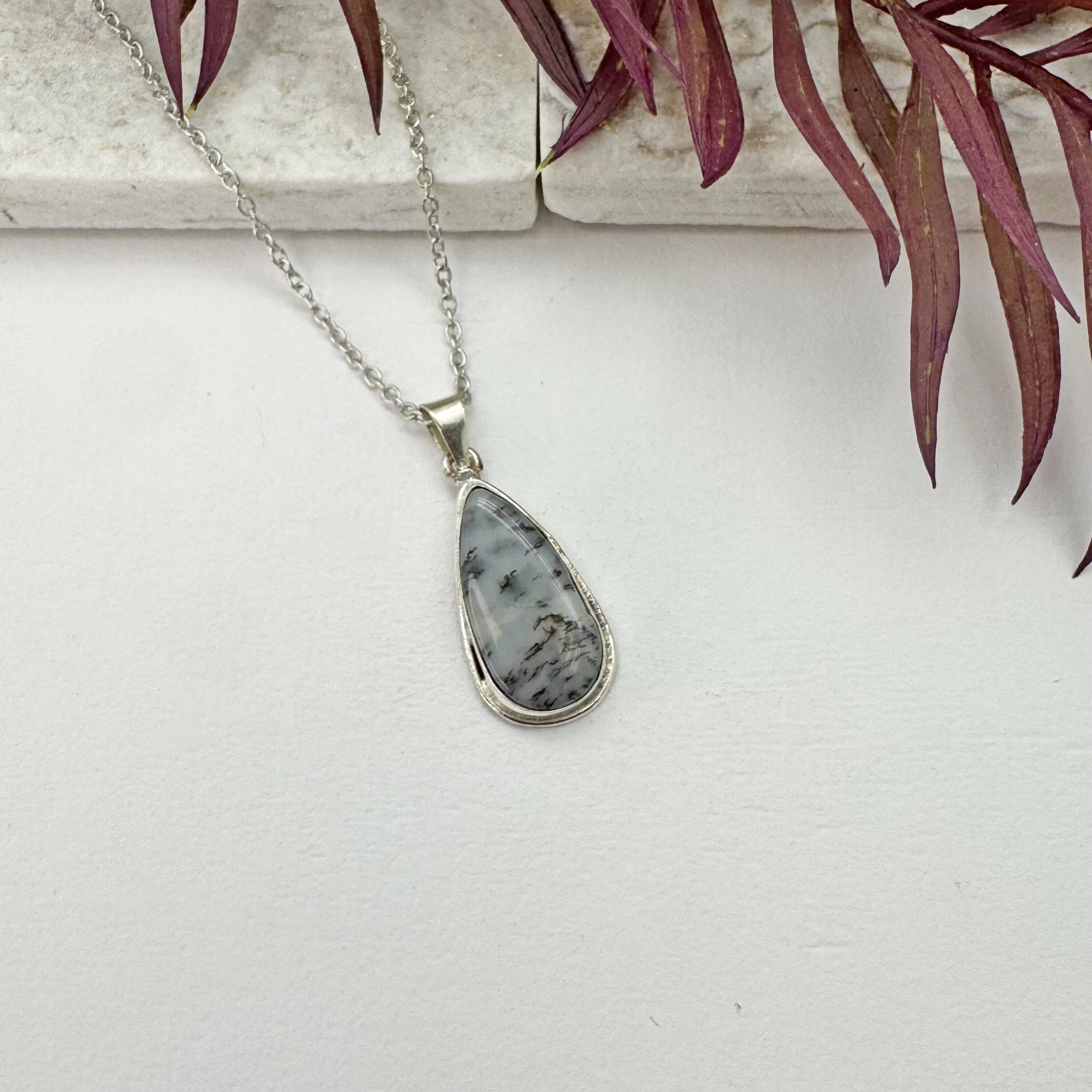 Kashi Semiprecious Large Stone Necklace - Dendritic Opal