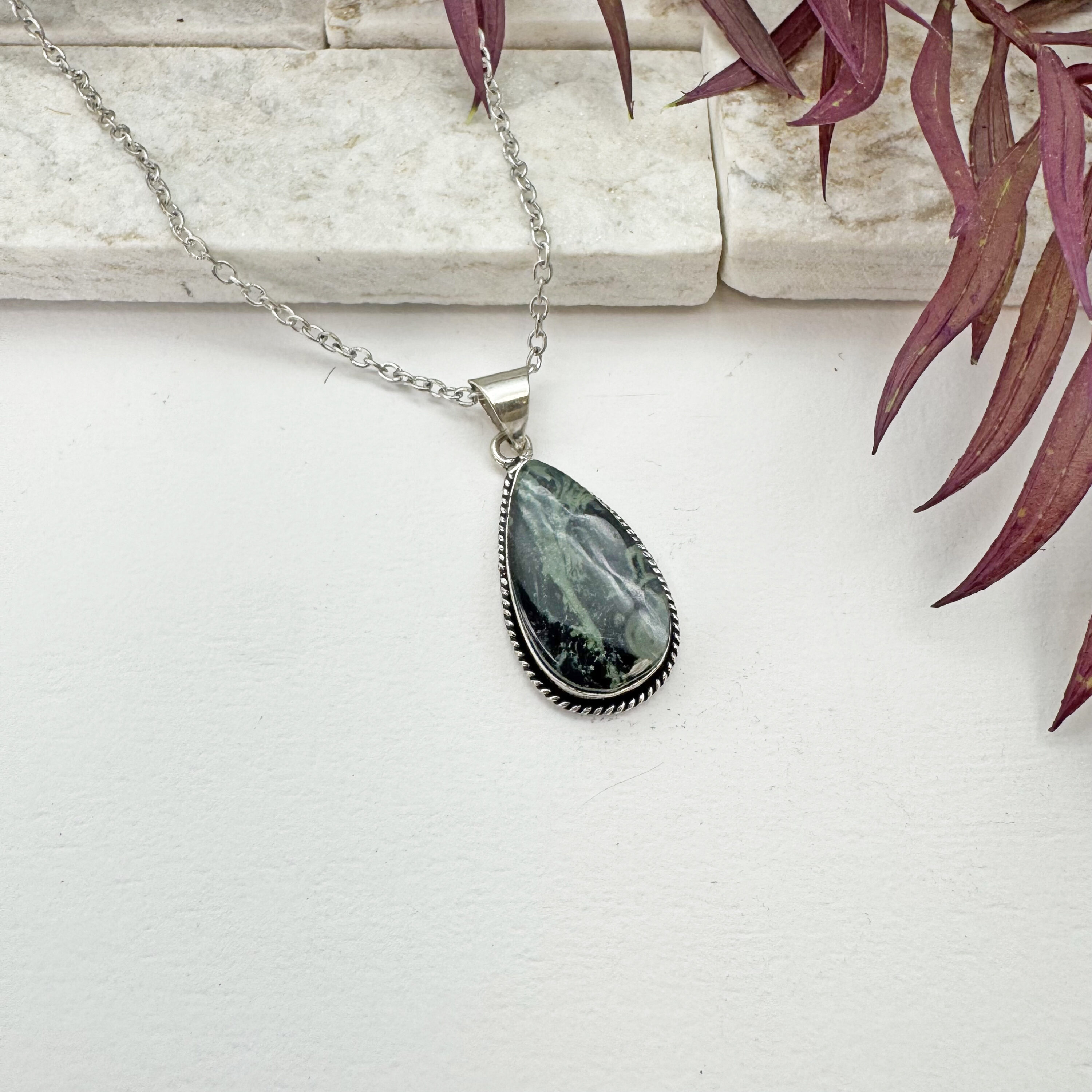 Kashi Semiprecious Large Stone Necklace - Kambaba Jasper