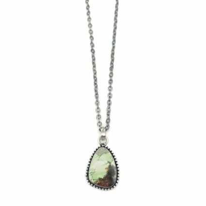 Kashi Semiprecious Large Stone Necklace - Lemon Chrysoprase