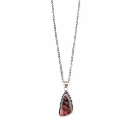 Kashi Semiprecious Large Stone Necklace - Rhodonite