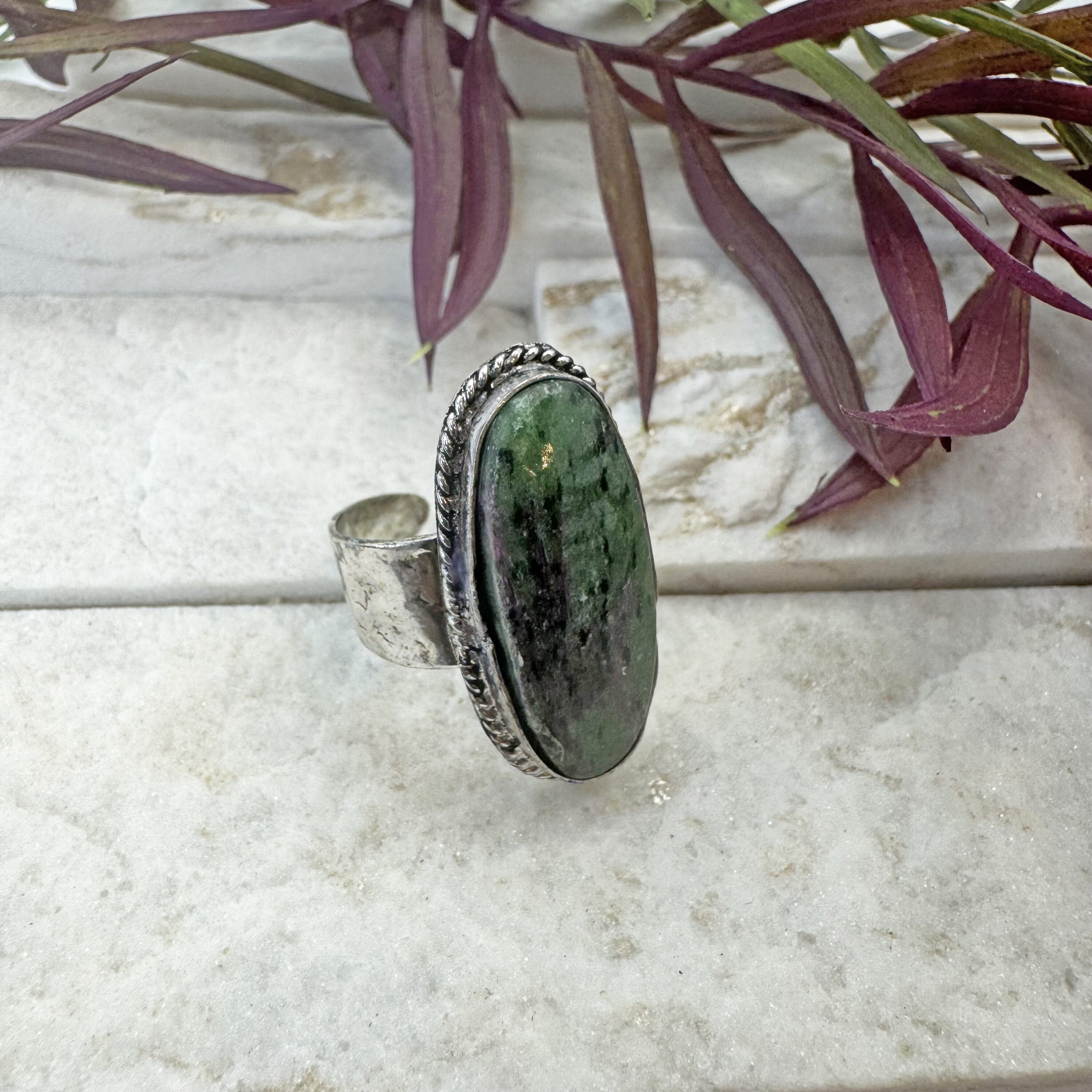 Kashi Semiprecious Stone Ring - Blood Stone