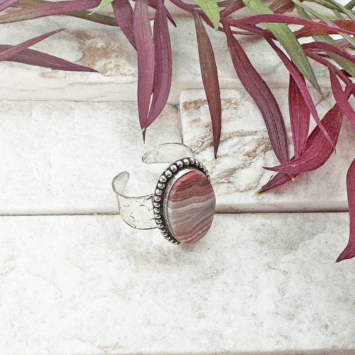 Kashi Semiprecious Stone Ring - Crazy Lace Agate