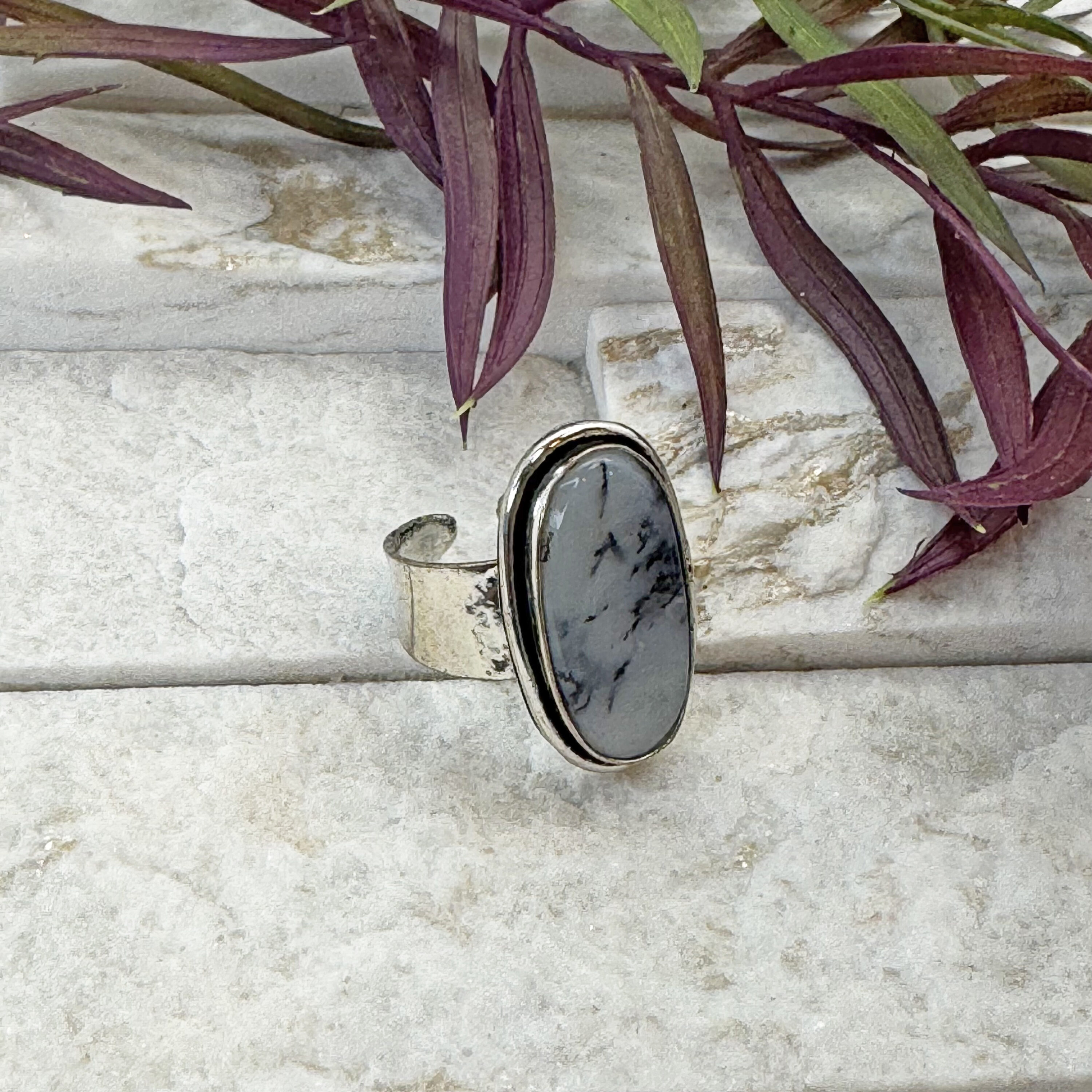 Kashi Semiprecious Stone Ring - Dendritic Opal - Image 3