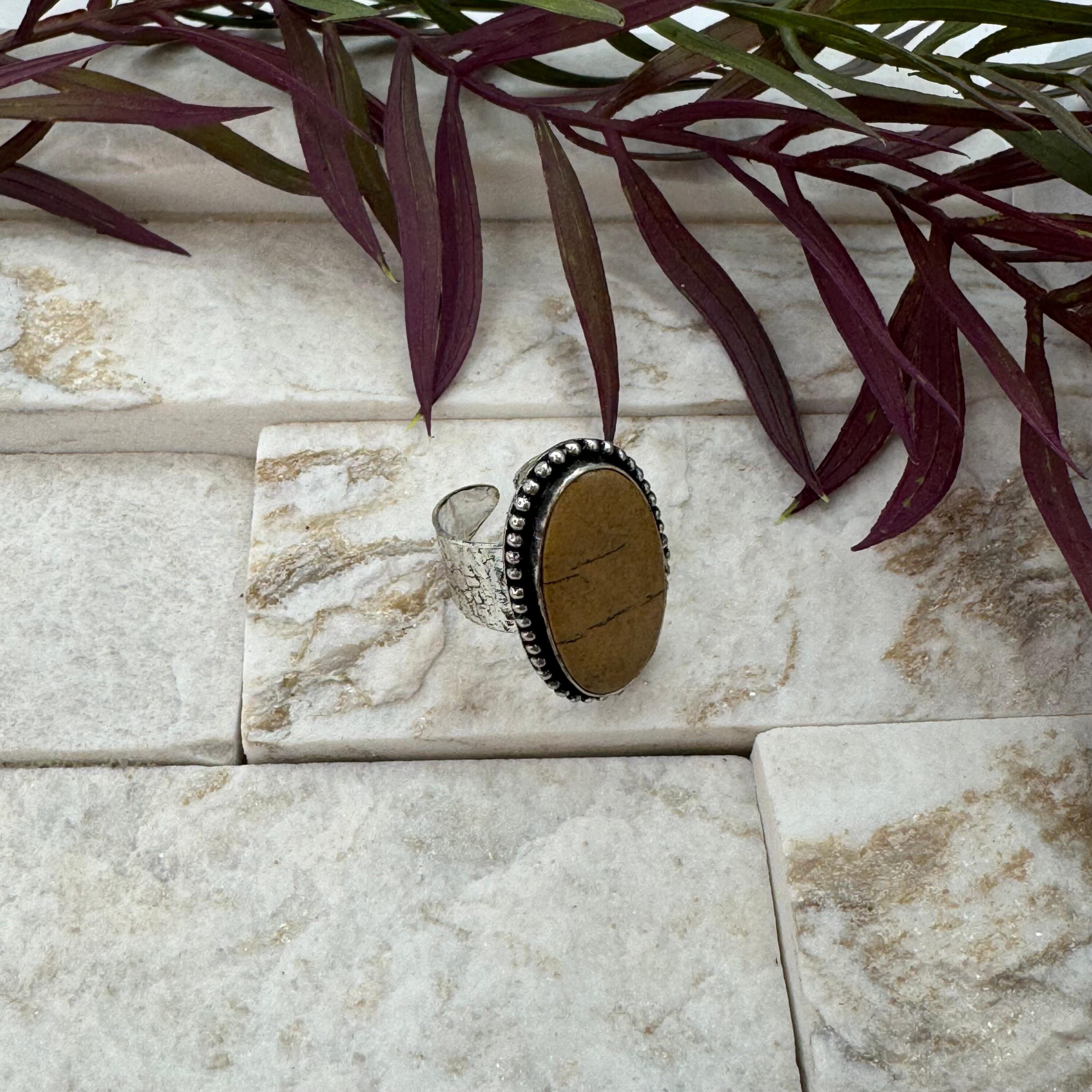 Kashi Semiprecious Stone Ring - Picture Jasper - Image 3