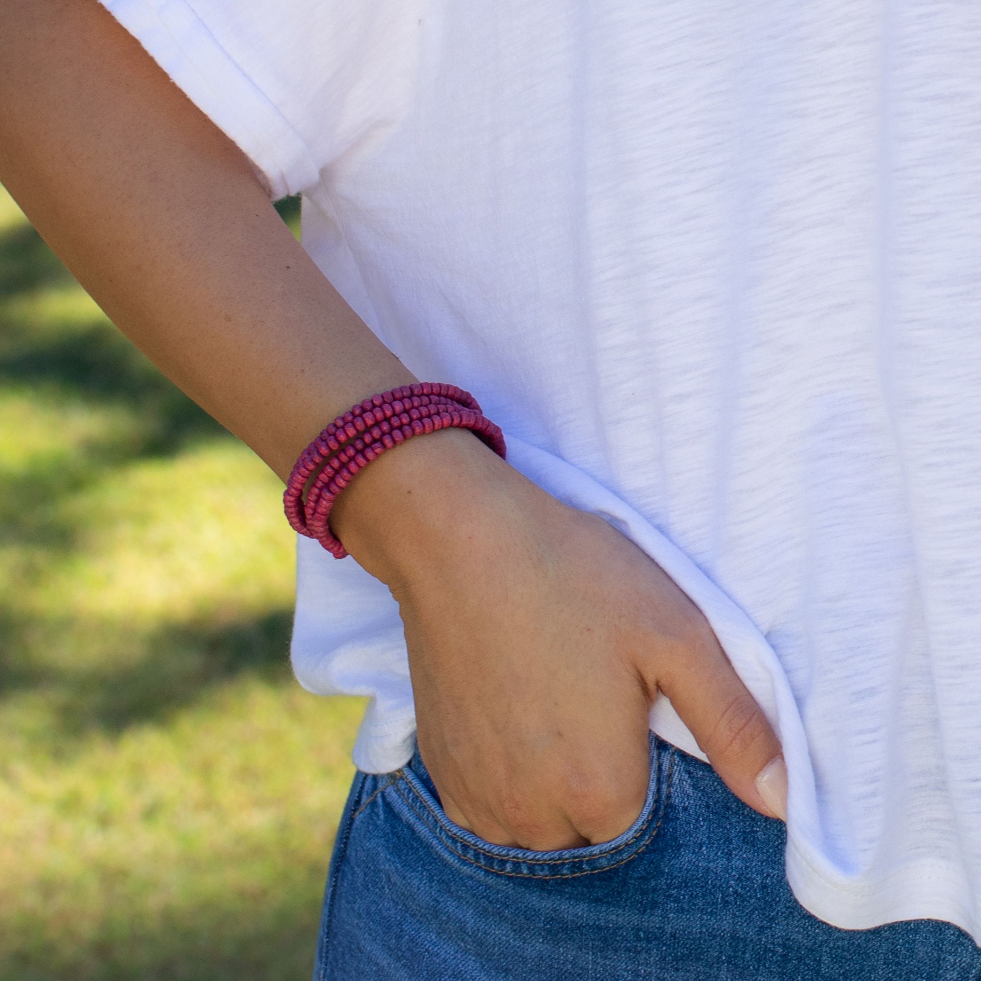 Sachi Chromatic Hues - Fuschia Coil Bracelet