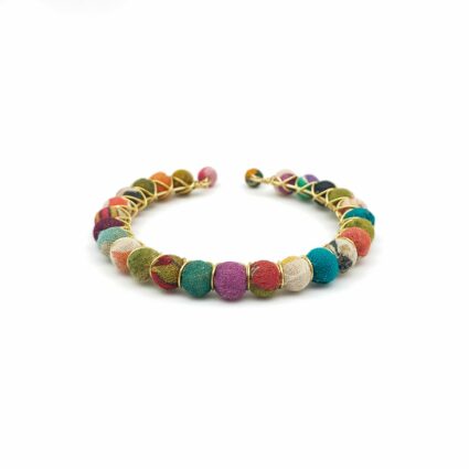 Aasha Allover Beaded Narrow Cuff Bracelet